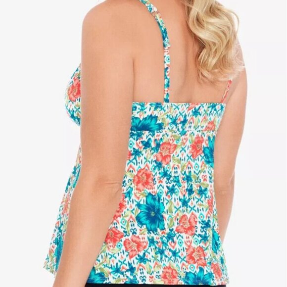 Swim Solutions Simply Sweet Tie Front Tummy-Control Tankini Top Size 10 NWT $72 - Picture 3 of 12